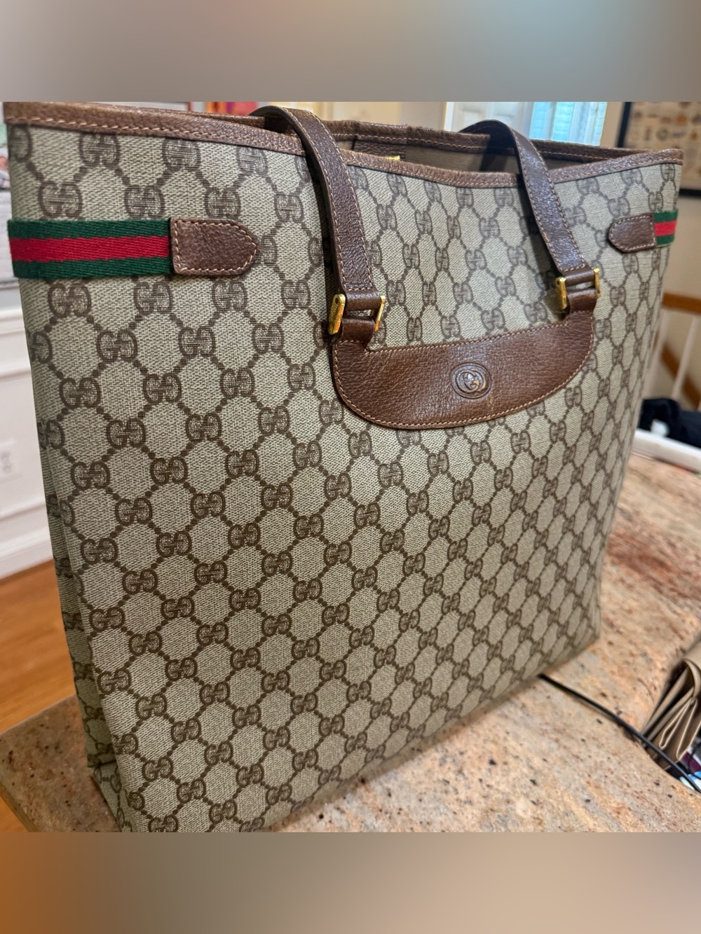 Vintage Gucci GG Supreme Sherry Line Tote Bag + Dust Cover - Picture 2 of 8